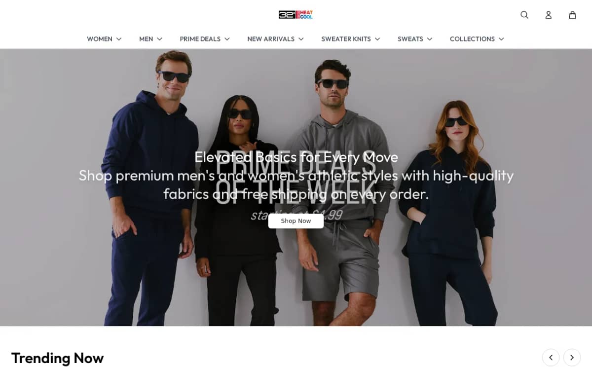 Screenshot of the 32degreesco.com storefront