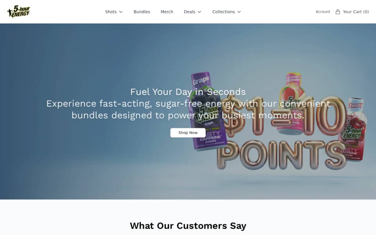 Screenshot of the 5hourenergyplus.com copycat store homepage