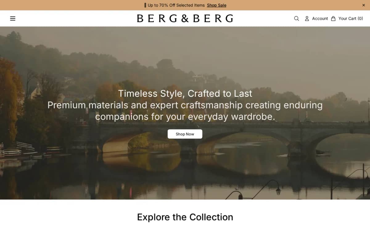 Screenshot of the Bergberg.shop copycat storefront using Berg & Berg branding