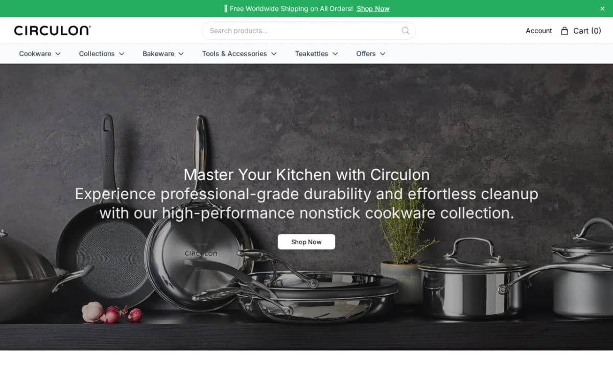 Screenshot of the Circulonhome.shop copycat storefront using Circulon branding