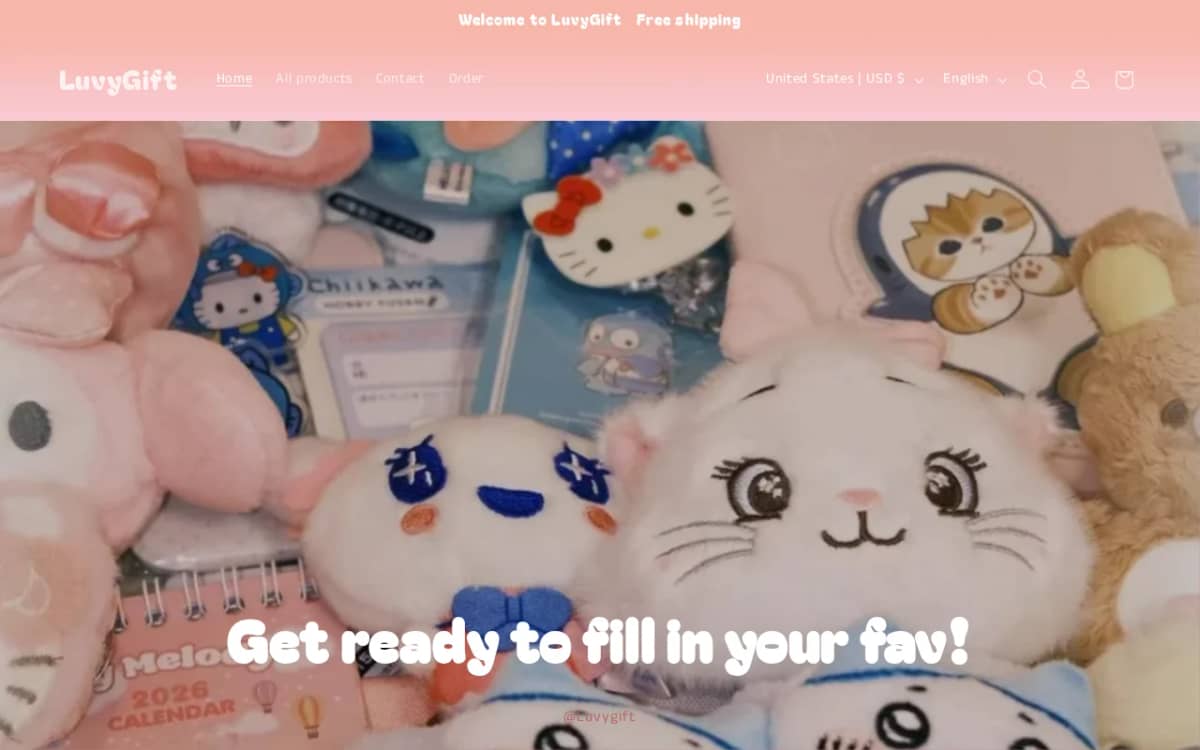 Screenshot of the luvygift.com store
