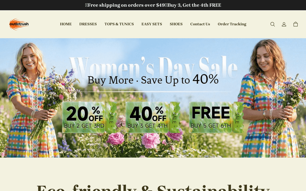 Screenshot of the Outletrush.com storefront