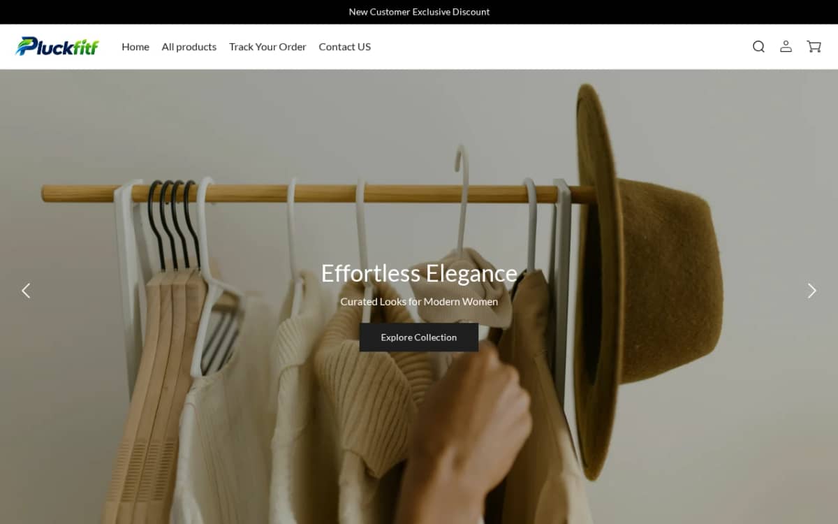 Screenshot of the pluckfitf.com store