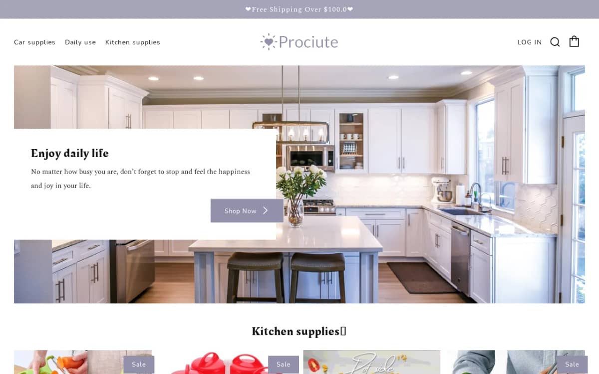 Screenshot of the Prociute.com storefront