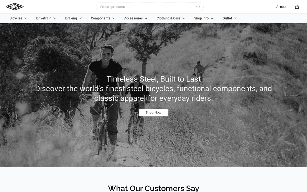 Screenshot of the Rivendellbikeworks.com storefront