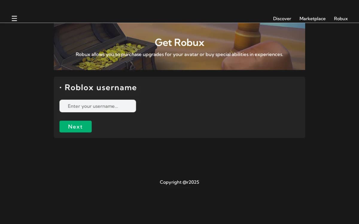 Screenshot of the rob9loc.blogspot.com free Robux page