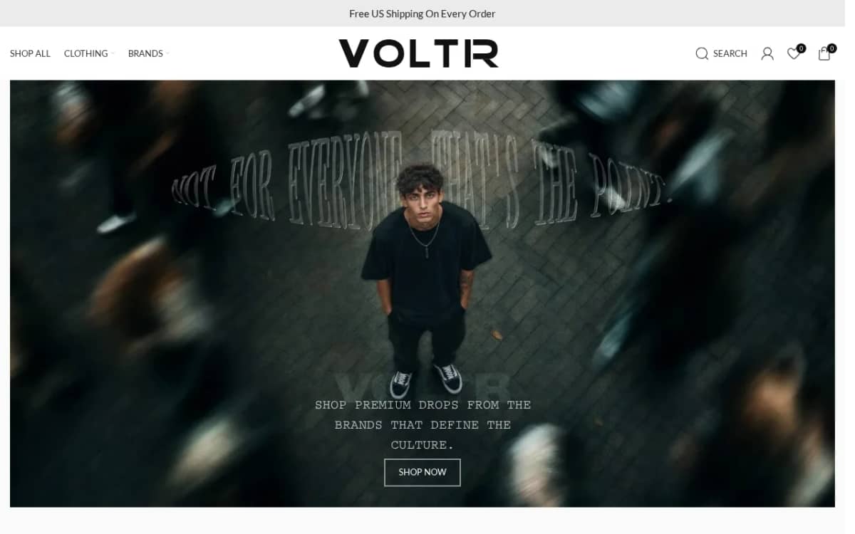 Screenshot of the Thevoltr.com storefront