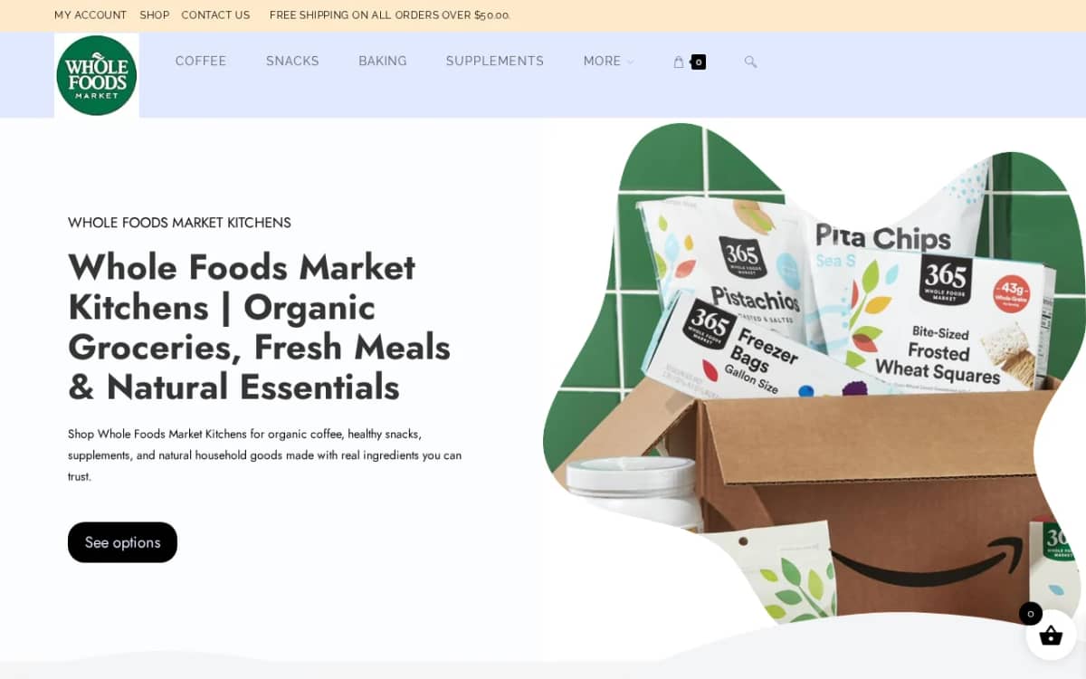 Screenshot of the wholefoodsmarketlife.com copycat store