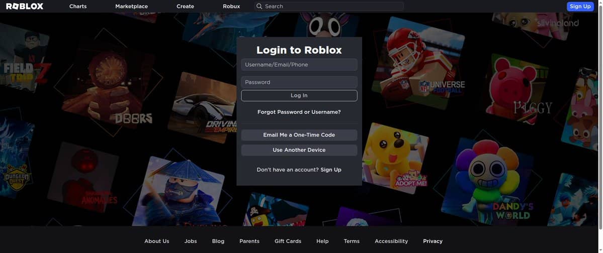 Screenshot of a Roblox-branded phishing login page on the lookalike domain https--www--roblox.com
