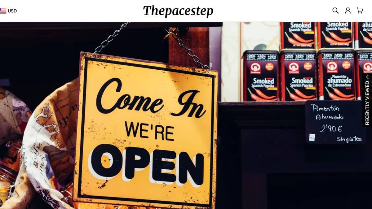 Screenshot of the thepacestep.com store homepage