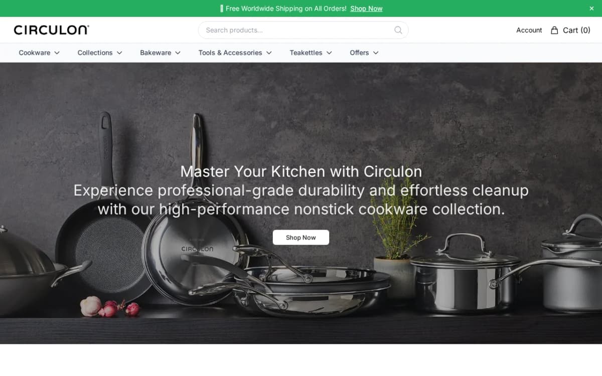 Screenshot of the Circulonhome.shop copycat storefront using Circulon branding