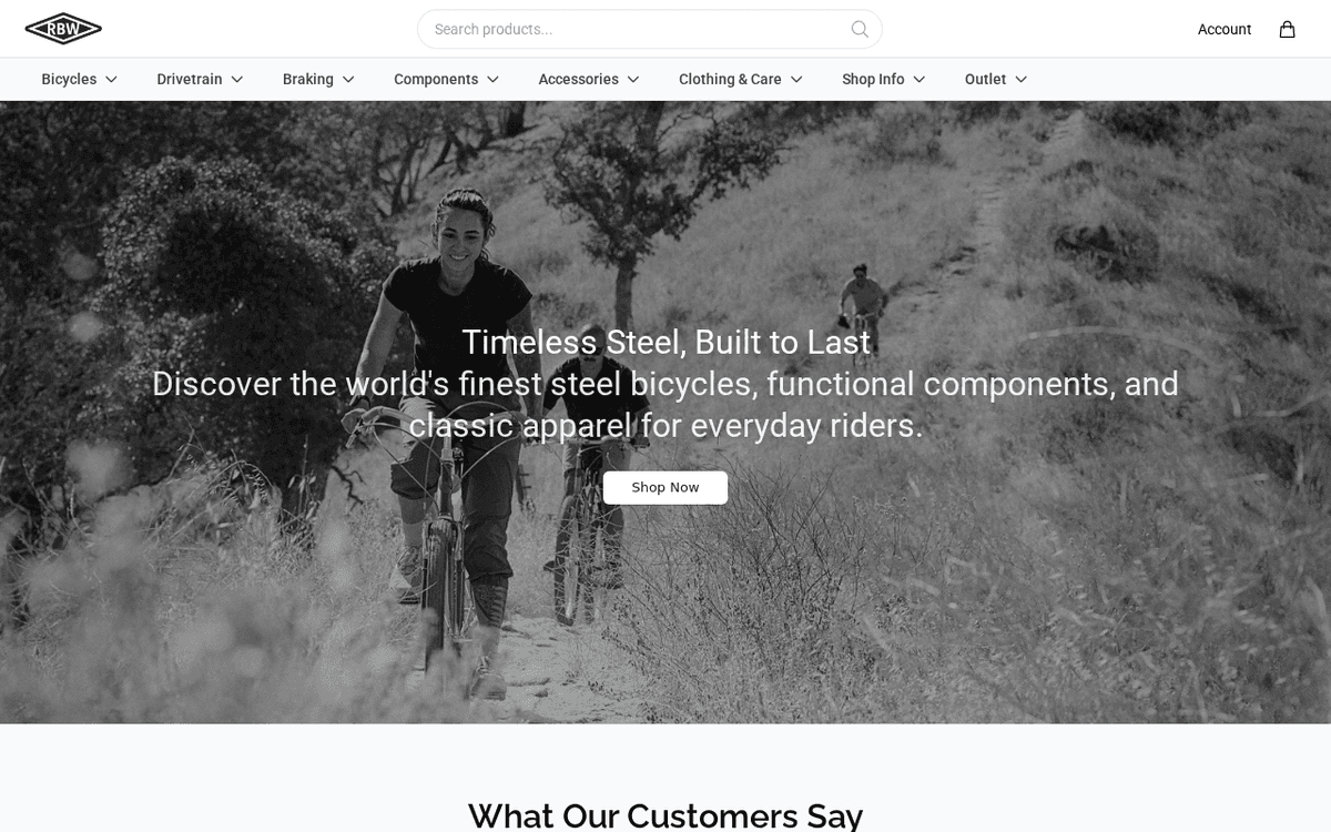 Screenshot of the Rivendellbikeworks.com storefront