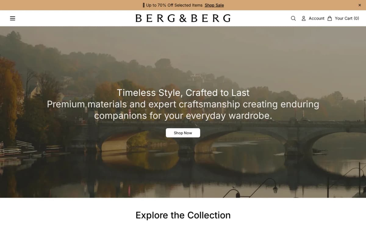 Screenshot of the Bergberg.shop copycat storefront using Berg & Berg branding