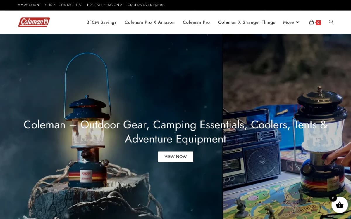 Screenshot of the colemantrail.com copycat store