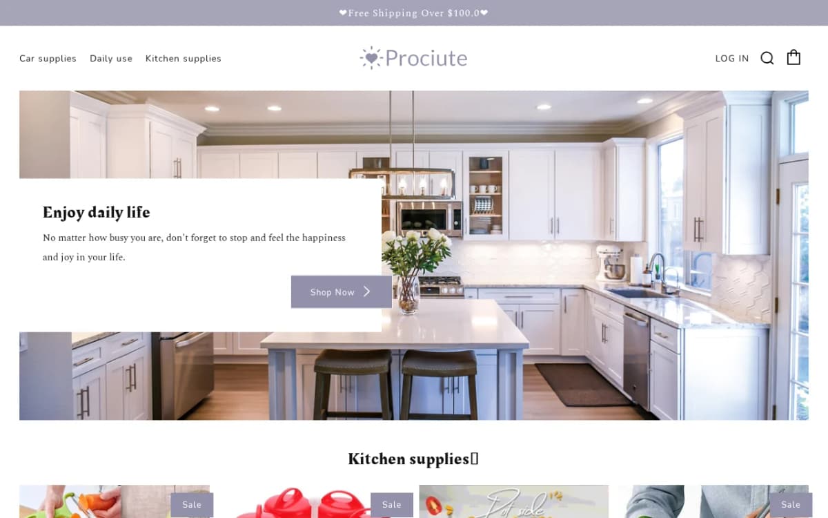 Screenshot of the Prociute.com storefront