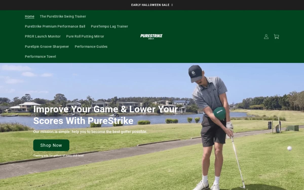 Screenshot of the purestrikegolfco.com storefront