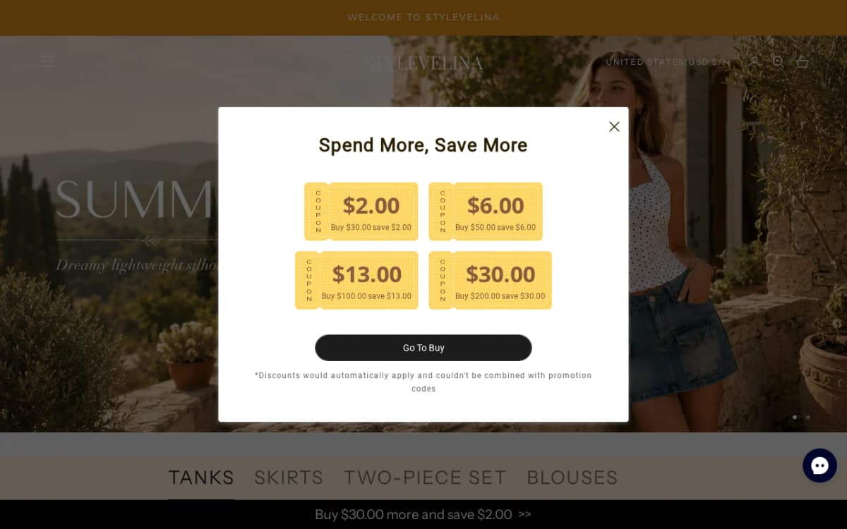 Screenshot of the stylevelina.com store